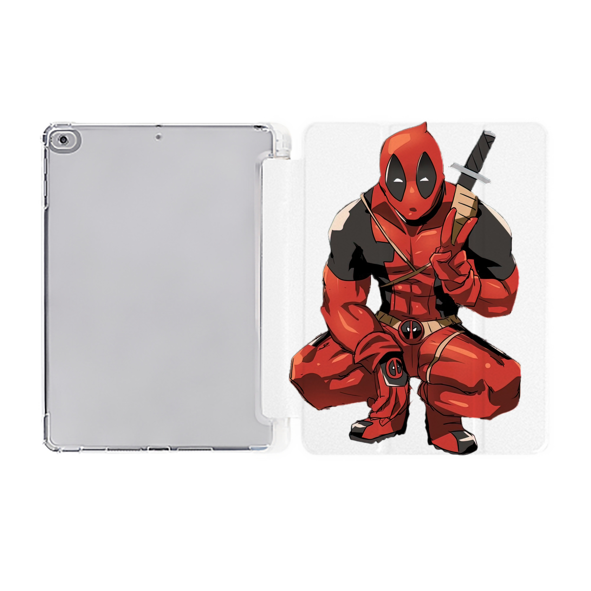 （画像用） Deadpool デッドプール IPad ケース ペン収納付き 三つ折りスタンド PUレザー×シリコン 対応機種9.5/10.5/10.9インチ